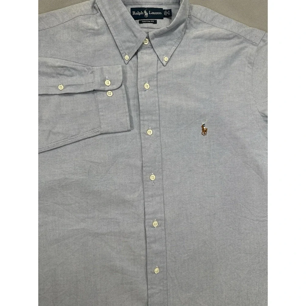 Polo Ralph Lauren Mens Custom Fit 17-34/35 Button Down Shirt Blue XXL Long Sleev